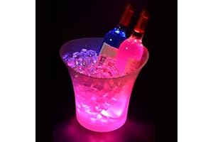 Tiandirenhe 5L Cubitera, Colorido Led Luz Hielo Cubo De Champán, Color Se Puede Configurar, Degradado De Colores, Destello De Colores