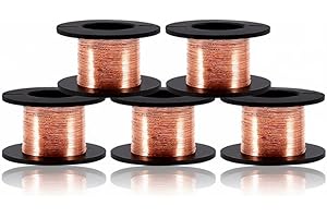 DUOKON 5 unids 0.1mm Alambre de Imán Esmaltado Alambre de Soldadura de Cobre Alambre Esmaltado cobre esmaltado Reparación Longitud del Cable 12m