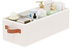 YheenLf Caja de Almacenaje, Juego de 1 Plegable Cestas de Almacenamiento Para Ser Utilizadas en La Cocina, Baño, Cubos Organizadoras en Beige, 38×15.5×13 cm
