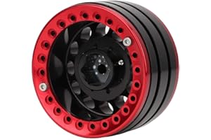 DRFEIFY Piasta felg RC, piasta koła samochodowego RC Crawler aluminiowe piasty obręczy Beadlock, 4 sztuki (ciemnoczerwony)