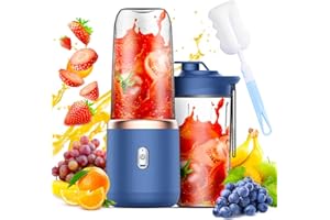 Blender Portable, Afenau 400ML Smoothie Mixer avec brosse et gobelet de rechange, Mini Blender Smoothie, Mixeur Portable pour la Préparation de Milk-Shakes, jus de Fruits, Smoothies (Bleu)