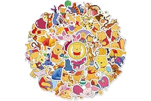 wopin 100 PCS Adesivi Winnie The Pooh Cartoon Adesivi Bottiglie d'Acqua, Moto, Quaderni, Bagagli, Bicicletta, Skateboard, Ottimo Regalo per Bambini, Ragazzi, Adolescenti