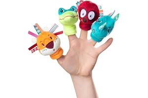 Lilliputiens - Set de Marionetas de Dedo Jungla - 4 Animales exóticos para espectáculos - Juguete sensorial e Interactivo para bebés - Marionetas de Mano para niños - Desde 12 Meses - 83105