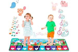 NK Tappetino Musicale per Bambini con 8 Suoni di Strumenti LED - Gioco Regali Bambino 3 4 5 annos, Tappeto Pianoforte Musicale Montessori, Regalo Natale Compleanno, Funzione Record/Playback (110x36cm)