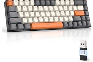 MAGIC-REFINER RK68 Tastiera Gaming Meccanica, 60% Tastiera Wireless 2.4Ghz/Bluetooth 5.0, Apex Pro Mini Hot-Swappable 68 Tasti Interruttore Rosso Lineare con Ricevitore 2 in 1 per PC/MAC, QWERTY US