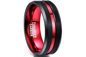 NUNCAD Ring Herren Damen aus Wolframcarbid, Grün Rot Lila Partner Ring 8mm Breit, Comfort-Fit, perfekt für Party, Hochzeit, Verlobung und Hobby Größe 52 (16.6)-78.0 (24.83)