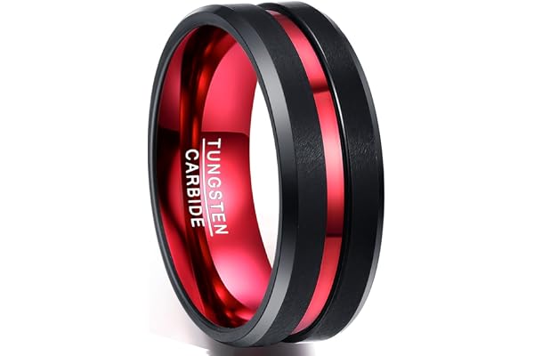 NUNCAD Bague Homme/Femme en Tungstène 8mm, Bague Anneau de Mariage/Fiançailles/d'Amitié/Bague de Qualité Multicolore Bijoux de Mode, Taille 47(15.0)-80(25.5)