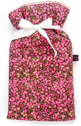 Famous Liberty London Fabric Wiltshire Purple Print Padded 2L Hot Water Bottle