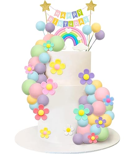 Decorazioni Torta Arcobaleno LaVenty - 21 Pezzi, Palline Colorate Per Cupcake E Torte, Baby Shower E Compleanni - Foto 5