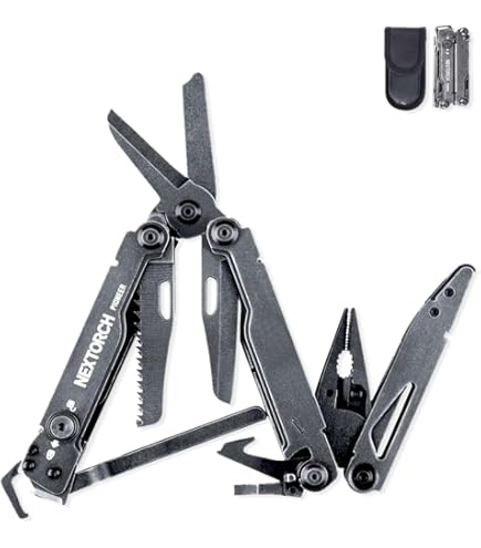NEXTORCH Multi Tool Foldable Plier 14 In 1 Functions, Multitool 60mm With Scissors, Rope Cutter, Can Opener, Screwdriver, For Outdoor, Camping Multitools, With Nylon Pouch MT20 (Black