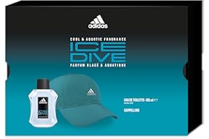 Adidas, Confezione Regalo Ice Dive, Eau de Toilette Uomo 100 ml e Cappello Uomo da Baseball Turchese