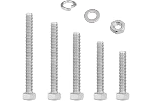 LEMIYOO M6 Schrauben Muttern Set, Edelstahl Sechskantschrauben Sortiment Mit Unterlegscheiben, Metrische Gewindeschrauben, Längere Maschinenschrauben Für Auto,Fahrrad, Möbel(40/50/60/70/80mm)