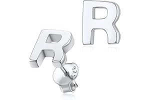 Silvora 2 Pcs Letras Plata Pendientes de Tuerca, Pendientes Plata Pequenos para Mujeres Chicas Hombres Chicos, 3 Opciones de Tonos