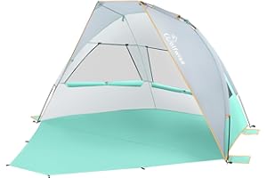 WolfWise Tenda da Spiaggia Portatile per 3 Persone UPF 50+ Tenda Parasole a con Pavimento Estensibile, Verde menta