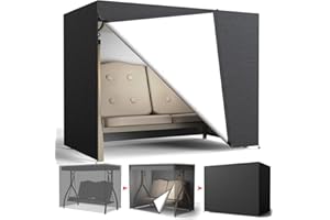 miuline 2 Seater Waterproof Swing Cover Garden Sun Loungers Cover Patio Swing Hammock Sunshield Cover Black