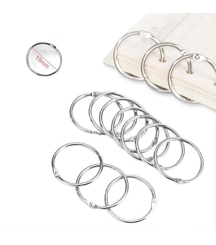 BEEK 100 stuks boekbinderingen van metaal, 20 mm, bindringen voor mappen, mappen, sleutelhangers