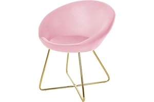 ML DESIGN MODERN LIVING ML-Design aksamitne krzeslo do jadalni, rózowe, krzeslo do salonu z okraglym oparciem, tapicerowane krzeslo ze zlotymi metalowymi nogami, ergonomiczny, krzeslo kuchenne, krzeslo w ksztalcie muszli