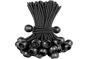 HEEDPEIUR 20 Pieces Bungee Cords Balls Tarpaulin Tie Tent Pole Wrap Bungees Ball 4 Inch Elastic String Adjustable Camping Awning Straps Black Tarp Bungees for Camping Tent,Tarpaulin,Pavilions,Canopy,Flag Poles