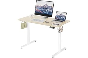 ERGOMAKER Electric Standing Desk 80x60cm Height Adjustable table, Sit Stand Desk with Splicing Top for Home Office (White Frame + Gold Oak Desktop)