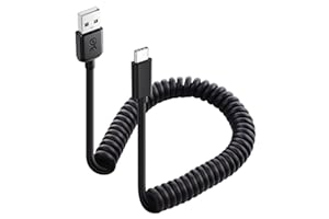 Cable Matters Zwijany kabel USB na USB C z szybkim ładowaniem 3A/15 W, obsługuje Apple CarPlay, Android Auto, zwijany kabel USBA na USBC, do iPhone'a 16/15 Pro Max Plus, Galaxy S23, iPada
