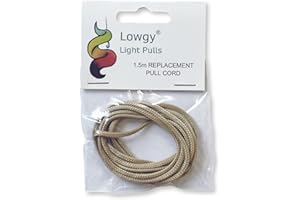 Lowgy 1.5m Replacement Light Pull Cord - 2mm Coloured Cord for Bathroom Light Switches (Beige)