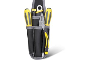 WINHUNT Tool Belt Pouch, Small Tool Holder, Secateurs Holster Screwdriver Holder Gardening Tools for Garden Pruning Pliers (10x4x27cm, 4 Pockets)