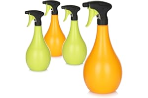 com-four® Rociador de flores 4x - botella rociadora para regar plantas - botella rociadora de agua para atomización de agua (verde/naranja)