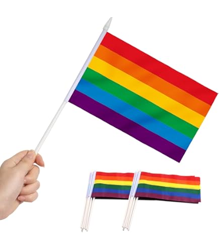 Drapeau De Table Arc-en-Ciel Peace - 21x14cm, Hampe 25cm, Socle Noir, 100% Polyester