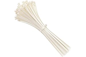 intervisio Fascette Plastica per Cablaggio Riutilizzabili, 200 mm x 7,6 mm, Bianco, Richiudibili, Riapribili, Fermacavo Elettricista 200mm Nylon Cavi Stringicavo, Bianche, 100 Pezzi