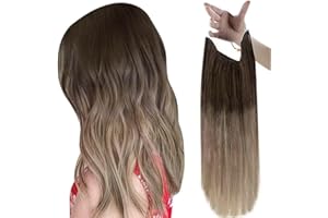 Easyouth Extension Capelli Veri Fascia Unica con Filo 20 Pollice 100g Colore Castano Scuro Mix Castano Medio e Biondo Cenere Invisibili con Filo Extensions