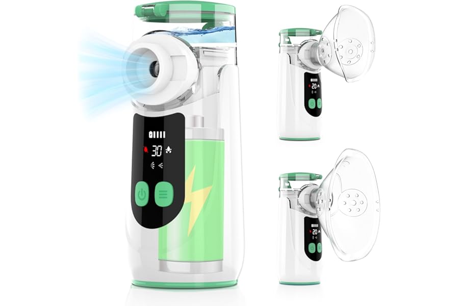 Portable Silent Aerosol with Digital Display, NEEMOSI Rechargeable Ultrasonic Aerosol for Adults and Children, Aerosol Machine with 2 Masks and Snorkel