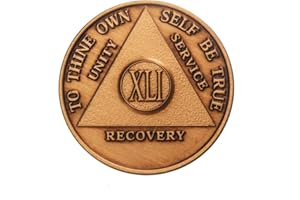 RECOVERYCHIP 41 Year AA Medallion Traditional Bronze Raised Center Sobriety Chip