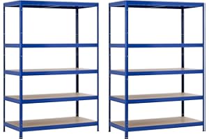 THINIA HOME Pack 2 Estanterías Modulares con 5 Baldas Ajustables 180x120x60cm 1250Kg