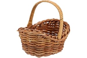 Abaodam Rattan Small Basket Dollhouse Mini Woven Basket Fruit Flower Girl Woven Storage Picnic Dollhouse Decoration Little Sundries Storage Light Brown