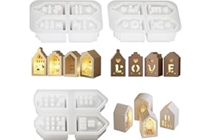‎TEELORAY Teeloray Silikonform Gießformen Häuser, Silikonform Kleine Häuser 3D Gießform Kerzenhalter Silikon Gießform Häus Kerzenformen zum Gießen Silikonformen für Sojawachs Kerzen, Seife, Handwerk