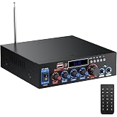 PROZOR Audio Amplifier 800W HiFi Stereo Bluetooth 5.0 Digital Sound FM Radio TF SD Card Two Microphones for Cars Home