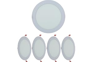 TEKLED LED Round Recessed Ceiling Light | Flat Panel Ultra Slim 220mm Downlight | 18W 1800LM 4000K Cool White | for Home Kitchen Office Shop Industrial Use | 4-Pack [Energy Class F]
