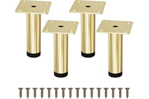 Mimhooy Set of 4 Adjustable Furniture Legs 10cm/4inch, Modern Metal Furniture Feet Replacement for Table, Cabinet, Desk, Shelf(Gold)