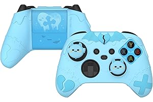 PlayVital Cute Silikon Hülle für Xbox Series X/S Controller,Anti-Rusche Schutzhülle Case Zubehör für Xbox Core Controller Skin mit Daumengriffkappen und Aufklebern(Gothic Imp Series-Aqua Blau)
