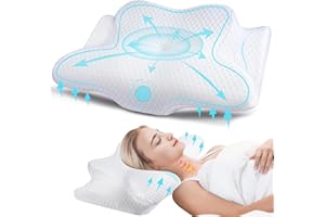 GOXIFACA Orthopädisches Kissen, Memory Foam Ergonomisches kopfkissen,Nackenhörnchen Kissen Nackenschmerzen, für Rücken-, Seitenschläfer, Schlafqualität verbessern, Weiß, 60 * 35 * 10/12cm