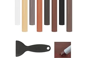 CARREUTY 8 Bastoncini di Cera per Riparazione del Legno da 11 cm, Kit con Raschietto per Pavimenti in Laminato, Pastelli per Graffi, Fori, Pavimenti