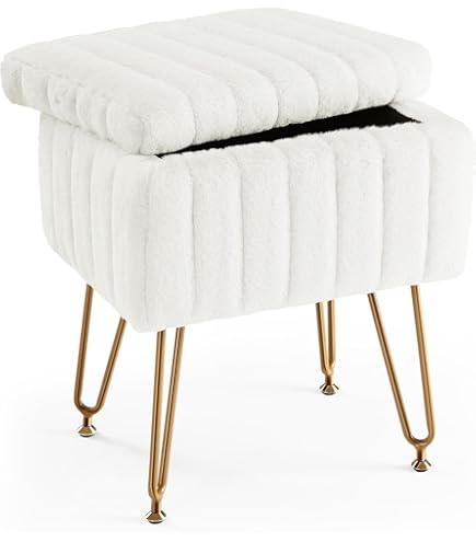 Laleni Bouclé Bankje - Met Opbergruimte - Bankje Met Opslagruimte Hocker Met Opslag Voor Kids Poef 76 X 38 Cm Beige