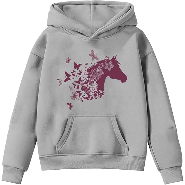 Sweat à Capuche Enfant Garçon - Imprimé Cheval, Manches Longues, Tissu Doux (polyester), Pour Automne/hiver