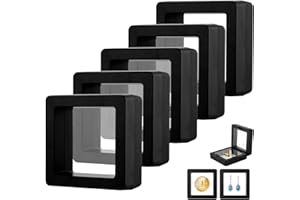 ABEILLO Lot de 5 présentoirs flottants 3D noirs pour pièces de défi, médaillons AA, bijoux, spécimen (5 x 5 cm)