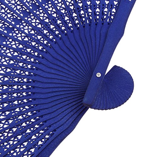 PIXNOR Vintage Handfächer aus Holz ，Hand Fan für Hochzeiten Geschenke (blau) - 4