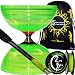 Produktbild Sundia SHINNING (Grun) Profi Diabolo Set mit Freiläufer (3K Dreifach-Kugellager), Diablo CARBON-Handstäbe + 10m ULTRA-SPIN Pro Diaboloschnur +Reisetasche! (The Best Freilaufdiabolo) Jongliergeräte