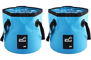 GBACHOOSE 2 pcs 20L Folding Water Bucket, Blue Portable Collapsible Bucket, Outdoor Multifunctional PVC Folding Bucket for Camping, Traveling, Hiking, Fishing, Gardening, Car Washing