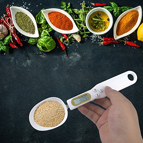 ieGeek 0.5g bis 500g Hohe Präzision Elektronischer Messlöffel / Tragbar Küchen kleiner Haushalt Elektronische Waagen – LCD Display Herausnehmbare Esslöffel (Weiß) - 2