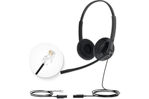 Yealink YHS34 RJ9 Casque téléphonique avec Microphone antibruit, Filaire Call Center Phone Headset pour téléphone Fixe de Bureau