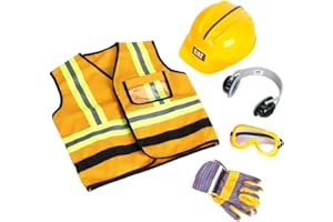 Theo Klein 3224 Cat Gilet de Chantier avec Casque Gants Lunettes Casque Anti-Bruit Le Gilet Va des Enfants Entre 3 et 6 Ans Dimensions : 43 cm X 38 cm X 14 cm Jouet pour Enfants Partir de 3 Ans